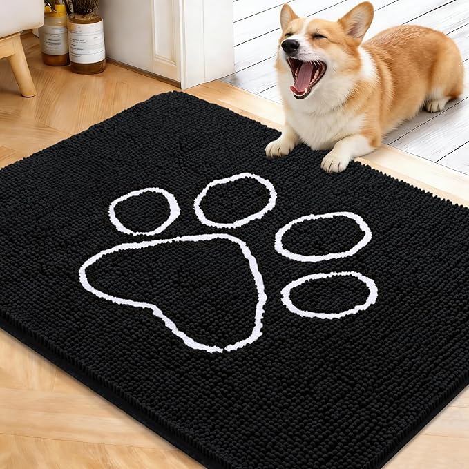 OLANLY Dog Door Mat for Muddy Paws 40x32, Paw Print Design, Absorbs Moisture by OLANLY