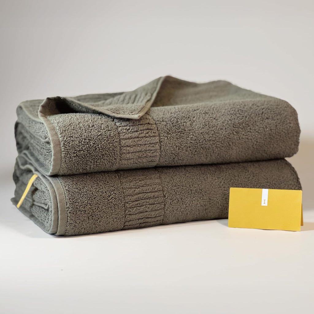 Highly Absorbent & Quick-Dry Organic Cotton Bath Towels, Soft & Lightweight, Made in Japan, Oeko-Tex Class 1 Certified, 28 x 53 inch, OliveGreen, Pack of 2 – Proof of Purity