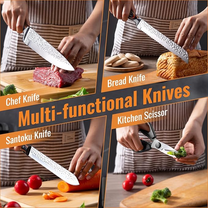 Kitchen Knife Sets with Block, 15-Piece High Carbon Stainless Steel Knife Block - Image 7
