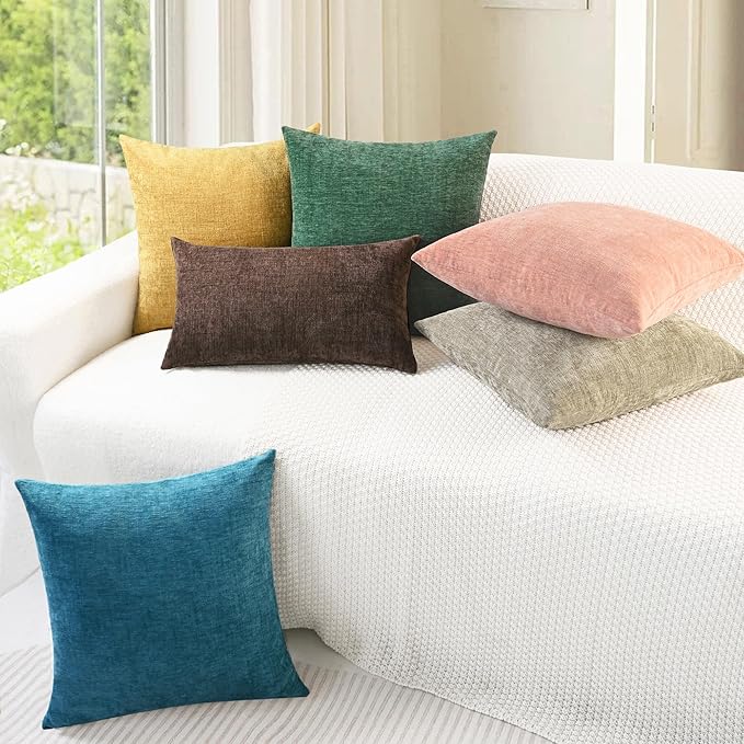 CaliTime Throw Pillow Covers Decorative 16 X 16 Inches Pack of 2 Cozy Chenille - Image 4