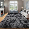 ONASAR 6x9 Area Rugs for Living Room Bedroom, Tie-Dyed Dark Grey Large Fluffy by ONASAR