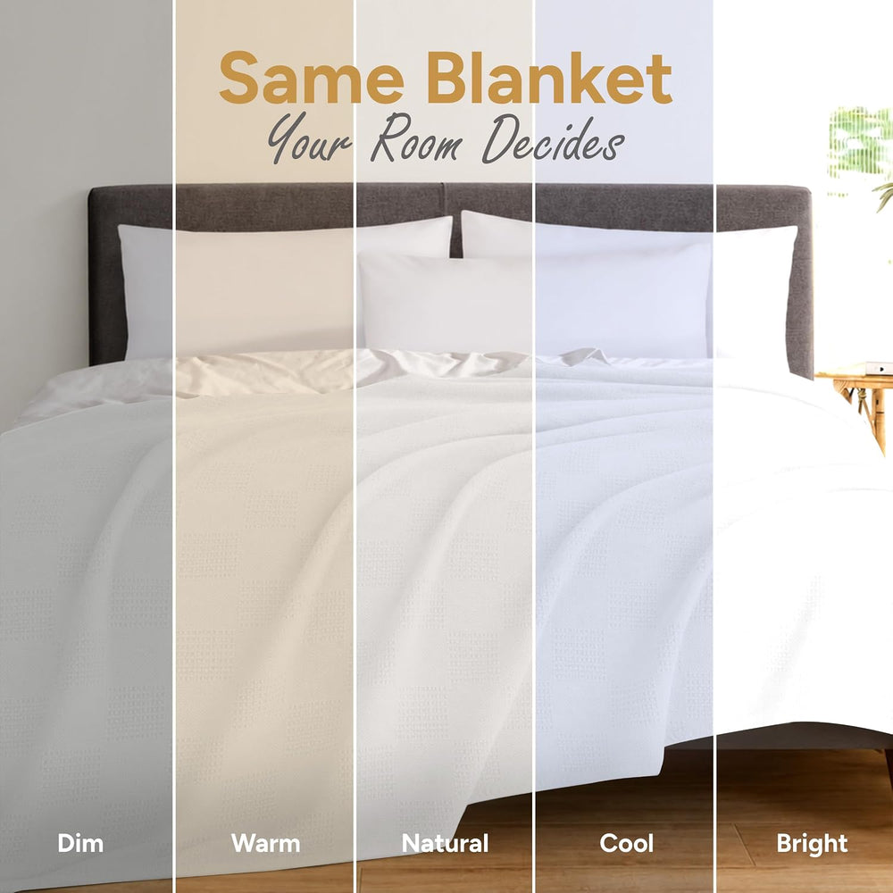 100% Cotton Blanket King Size Thermal Blanket (108"x90") - Lightwei...