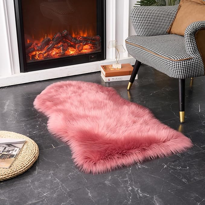 EasyJoy Ultra Soft Fluffy Shaggy Area Rug Faux Fur Rug Chair Cover Seat Pad - Image 2