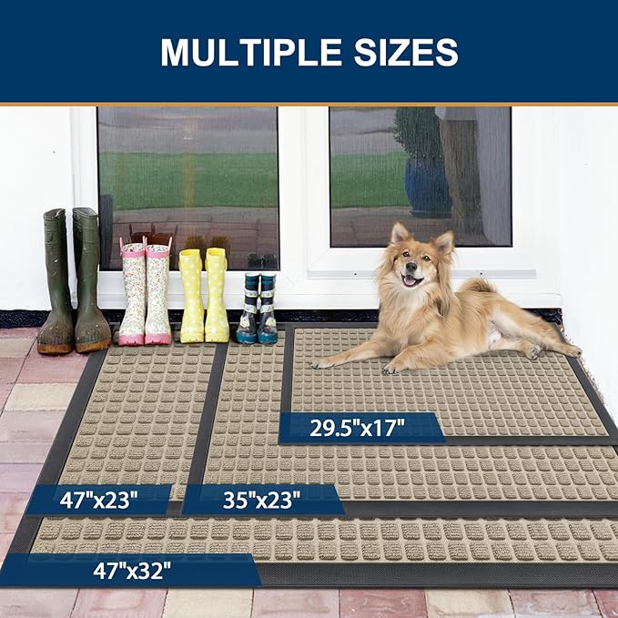 Smiry Front Door Mat Outside Entrance, Heavy Duty Natural Rubber Doormat - Image 6