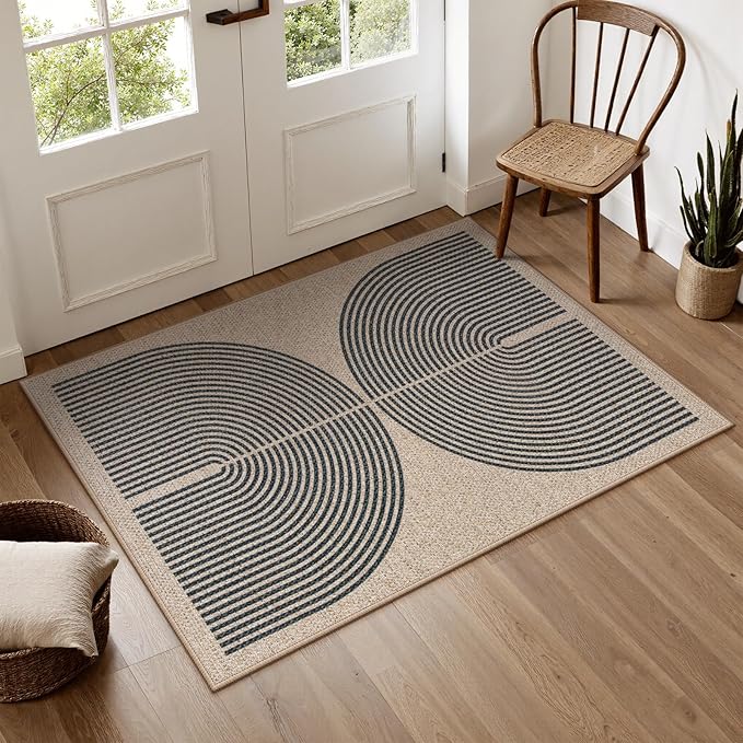 Lahome Enfys Rainbow Easy Jute Rug, Farmhouse Neutral Lightweight Non Shedding - Image 2