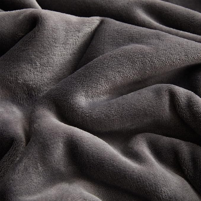 KMUSET Fleece Blanket King Size Dark Grey Lightweight Super Soft Cozy Luxury - Image 6