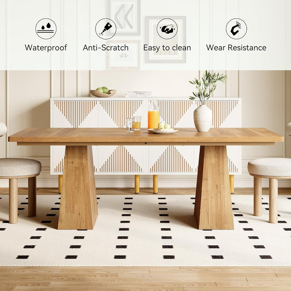 LITTLE TREE Dining Table for 6 People, Wooden Dining Table, Rectangle Table w...