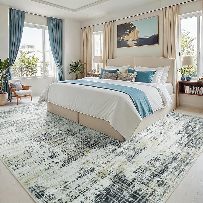 10x12 Area Rugs for Living Room Washable Rug: Anti-Skid Abstract Modern Living - Image 2