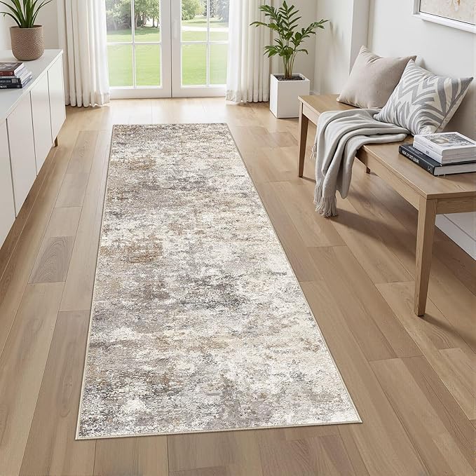 UERMEI 3X8 Washable Runner Rug for Hallway: Soft Neutral Modern Abstract Area - Image 6