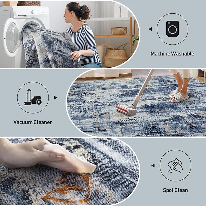 5x7 Area Rugs Washable Rug: Modern Abstract Living Room Rug Soft Anti-Skid Thin - Image 4