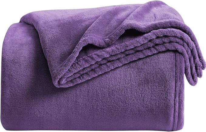 KMUSET Super Soft Throw Blanket Premium Silky Flannel Fleece Twin Size Purple by COZYBLANKETHappyHomeLife
