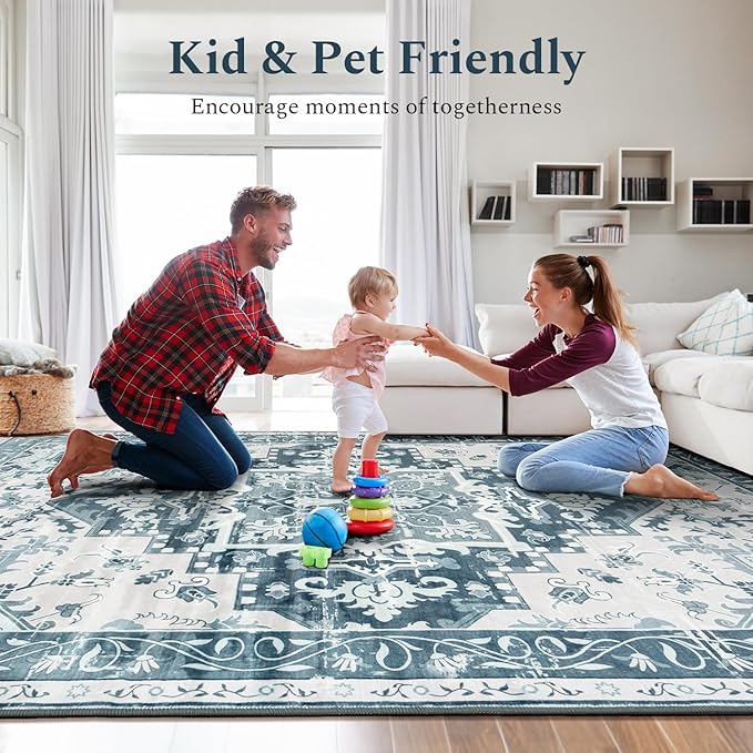 Rugflix 9x12 Area Rug for Living Room, Machine Washable Area Rugs - Image 9
