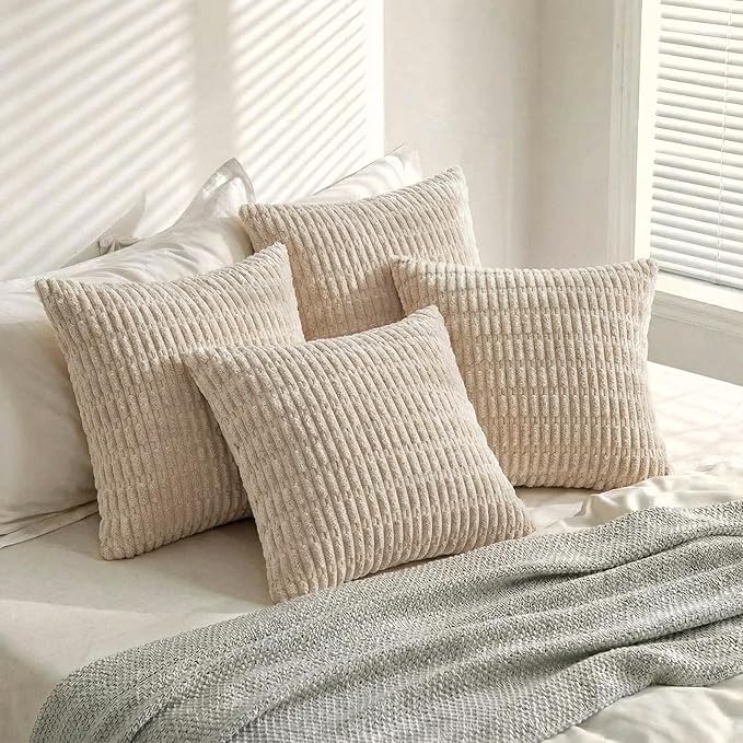 Fancy Homi 4 Packs Tan Decorative Throw Pillow Covers 24x24 Inch - Image 8