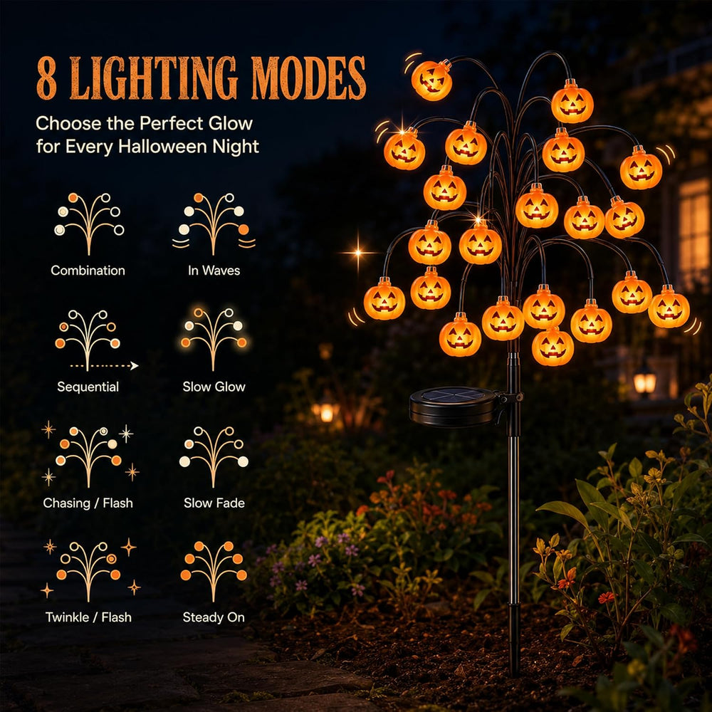 Halloween Pumpkin Lanterns, Solar Lights, Outdoor Pumpkin Tree Stake Lights