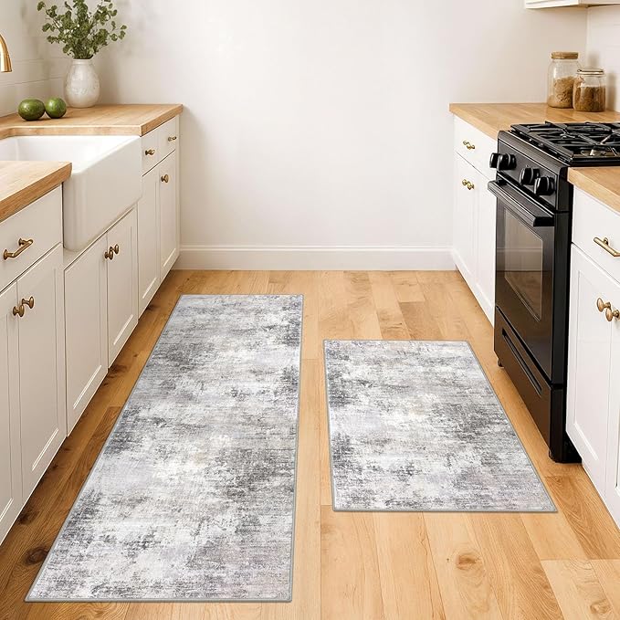 IOHOUZE Abstract Area Rugs and Runners Sets 2x3 and 2x5 Ft, Washable Entryway