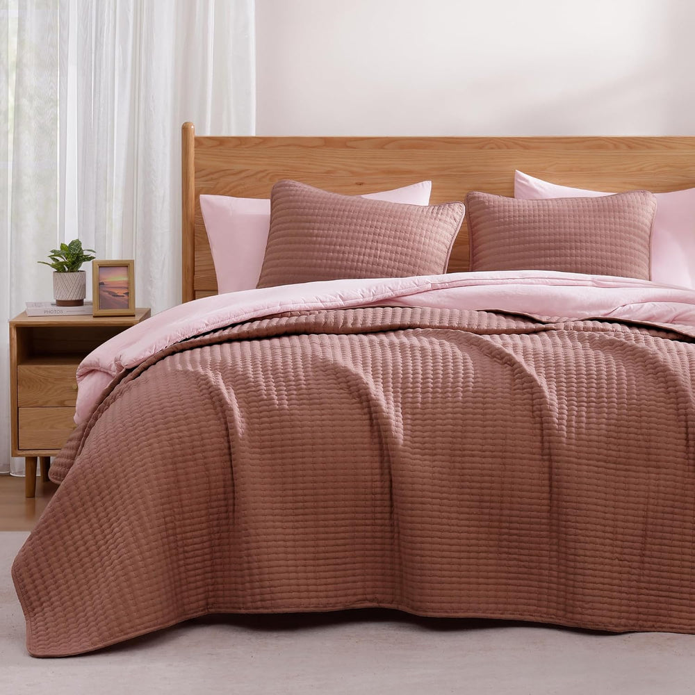 King Size Quilt-Lightweight Bedspreads Terracotta King Quilt Bedding Set