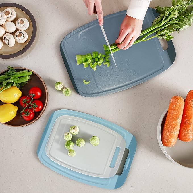 Neoflam Microban Antimicrobial Plastic Cutting Board 3 Sets, BPA Free, Non-Slip - Image 3