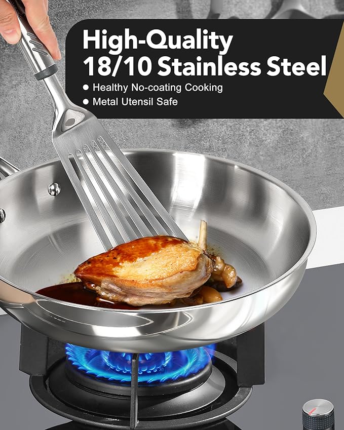 MICHELANGELO Stainless Steel 8 inch Frying Pan, Small Skillet - Image 3