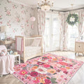 Pink Floral Girls Room Rug 5x7, Non-Slip Washable Rugs by WelcometoBabovid