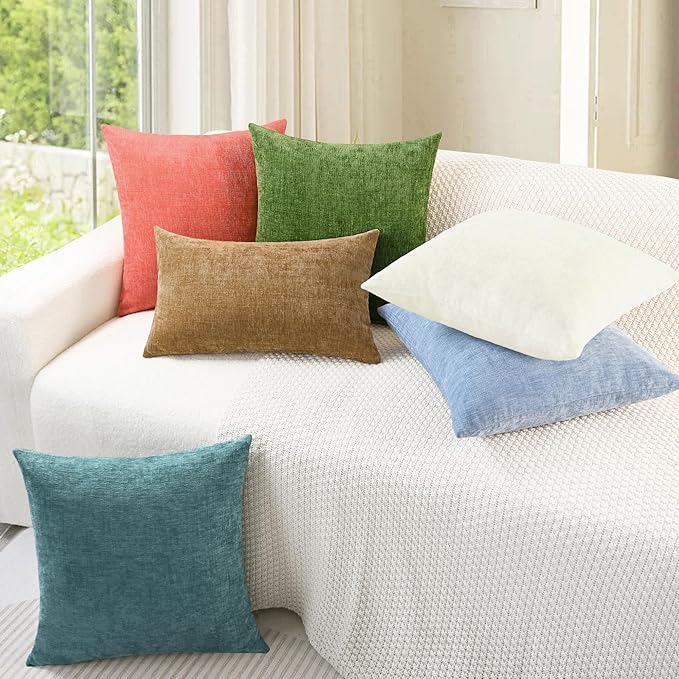 CaliTime Throw Pillow Covers Decorative 12 X 20 Inches Pack of 2 Cozy Chenille - Image 4