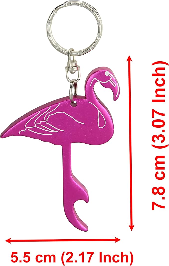 SWATOM Pink Flamingo Bottle Opener Keychain Beer Openers Tool Key Chain Ring - Image 3
