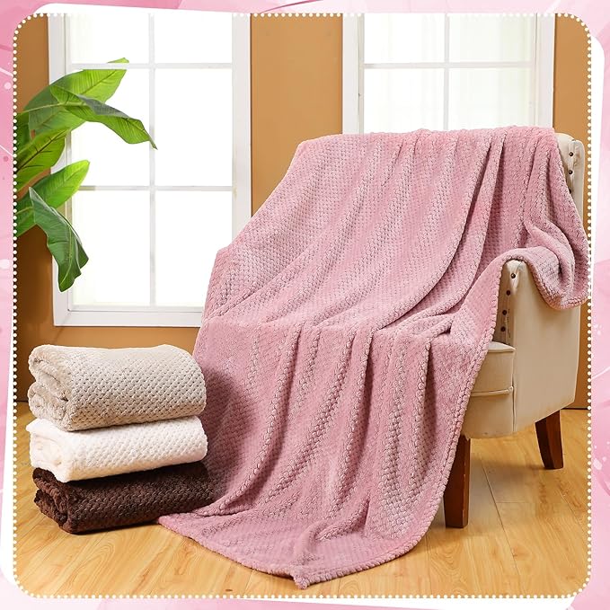 Newwiee 4 Pcs Flanne Fleece Throw Blanket