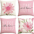 AVOIN colorlife Home Sweet Home Spring Summer Flowers Pink Throw Pillow Covers by AVOINcolorlife