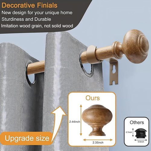 boho rustic adjustable wood curtain rod 32-88 inch shown in use
