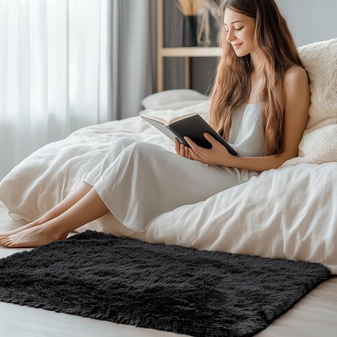 OLANLY 2x2 Machine Washable Small Rug, Soft Fluffy Shaggy Throw Rug - Image 3