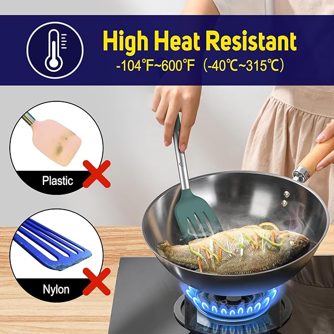 HOTEC Silicone Spatula Set of 2 Heat-Resistant 600F & BPA-Free Kitchen Spatula - Image 2