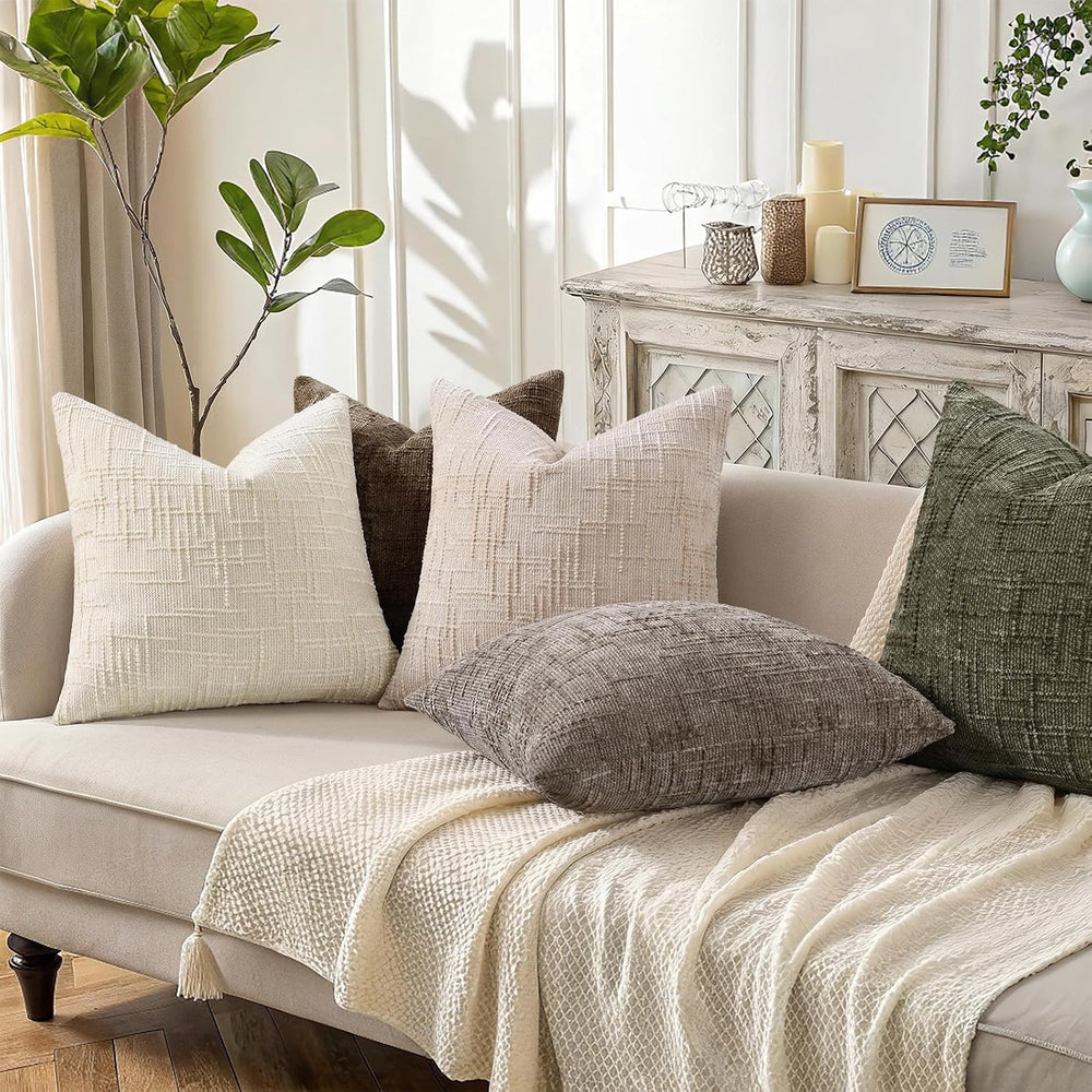decorUhome Christmas Textured Chenille Throw Pillow Covers 24x24 Set of 2
