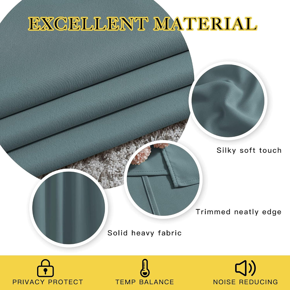 NICETOWN Blackout Greyish Blue Curtains for Sliding Glass Door 2 Panels - The...