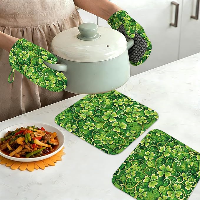 Oven Mitts and Pot Holders St. Patrick Day Silicone Kitchen Accessories Set of - Image 7