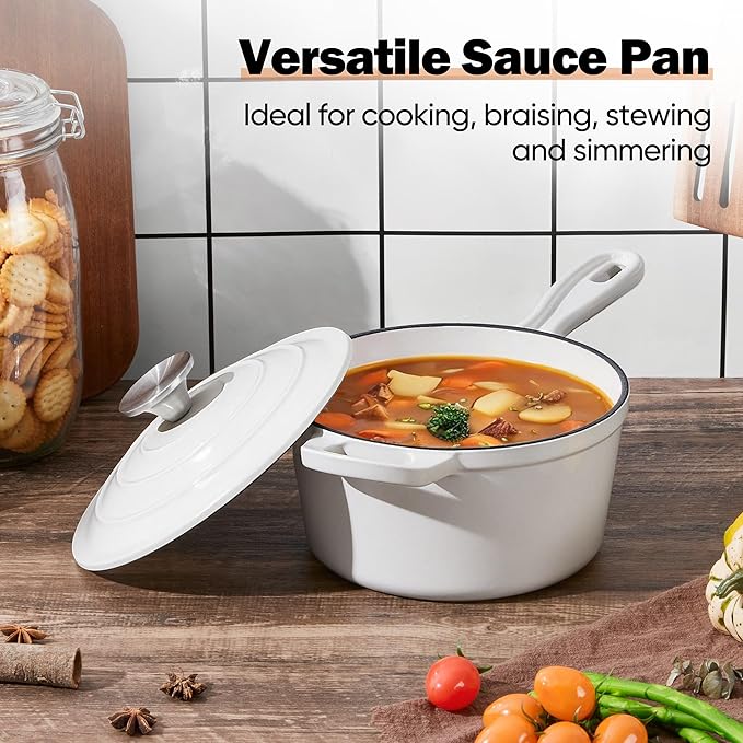 Homikit 1 QT & 2 QT Saucepan Set, Enameled Cast Iron Saucepan - Image 8