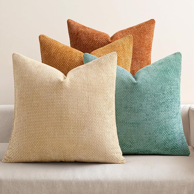 MIULEE Pack of 4 Orange/Teal Couch Throw Pillow Covers 20x20 Inch Yellow Green by MIULEE
