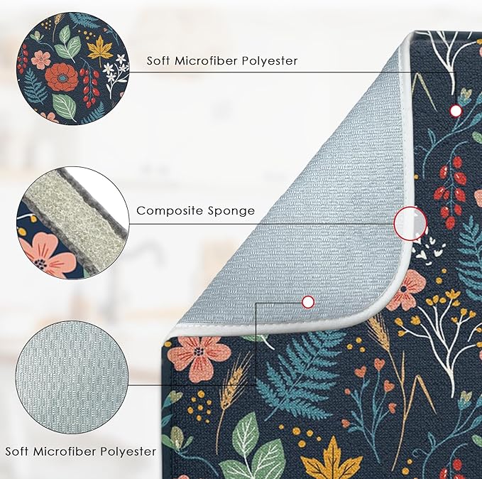 Sanwarm Absorbent Dish Drying Mat, All Lace Colorful Flowers Ornaments - Image 3