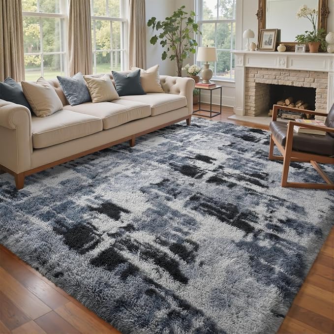 5x7 Ft Large Shag Rugs for Bedroom Living Room, Tie Dyed Ultra Soft Fluffy - Image 2