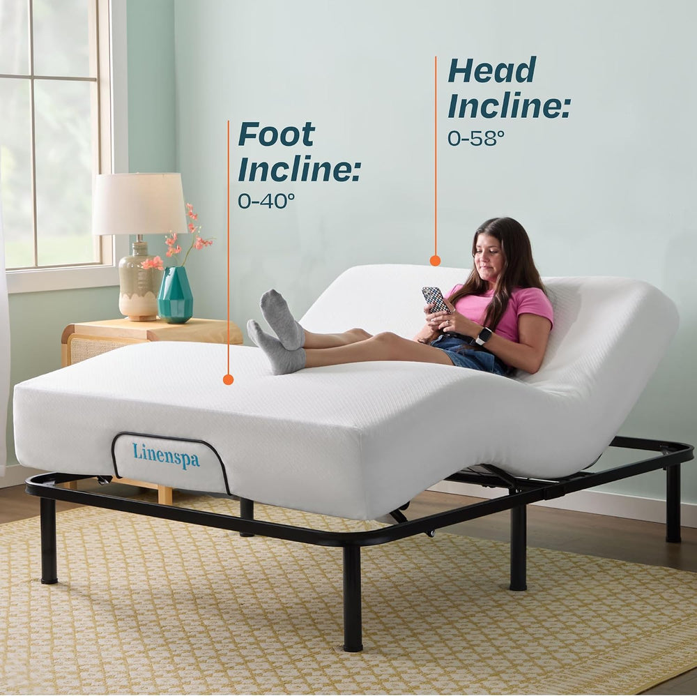 Linenspa L100 Adjustable Bed Base, Head and Foot Incline, Twin XL Size