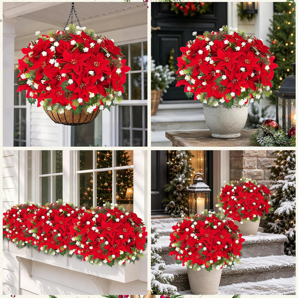 36 Pack Poinsettias Flowers Artificial Christmas Flowers for Outdoors, 14'...