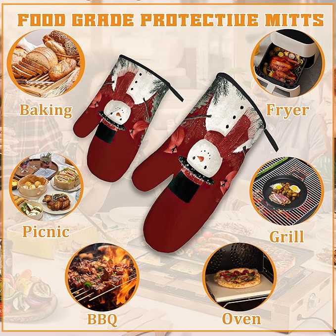 Christmas Snowman Oven Mitts and Pot Holders, Cardinal Heat Resistant Oven - Image 5