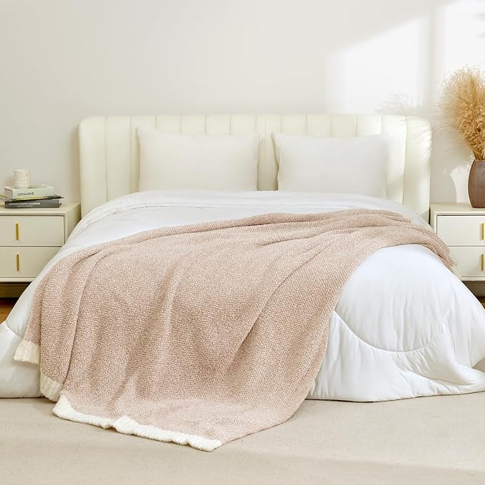 Snuggle Sac Super Soft & Reversible Heather Beige Throw - Image 3