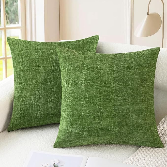 CaliTime Throw Pillow Covers Decorative 20 X 20 Inches Pack of 2 Cozy Chenille by CaliTime