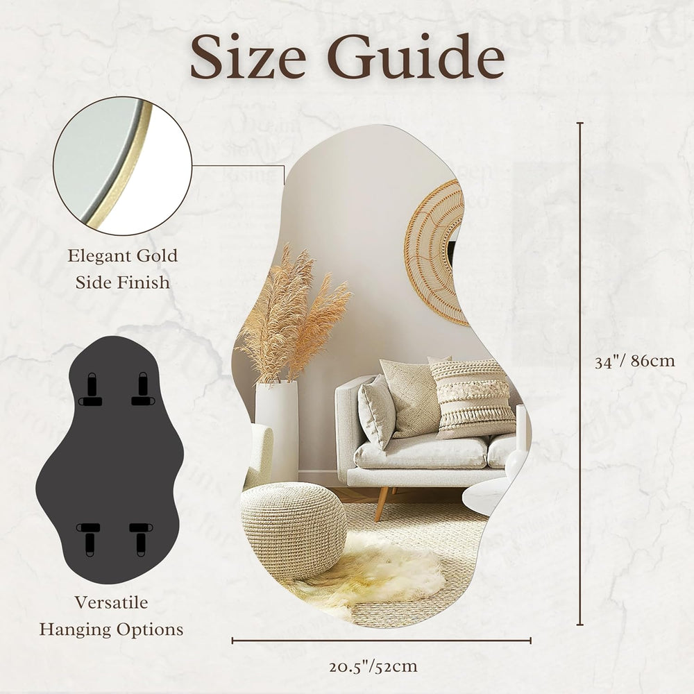 PERFNIQUE Irregular Wall Mirror Asymmetrical Mirror, 34''x20.5'&#...