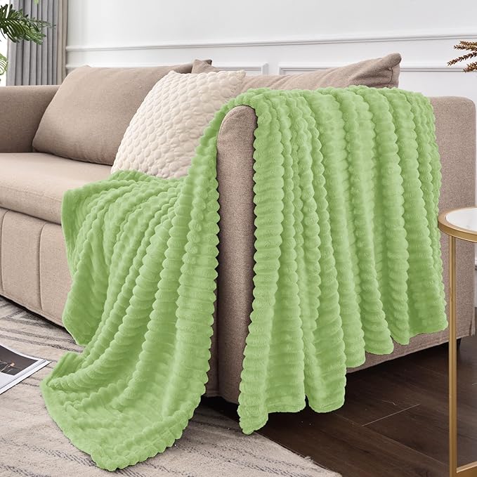 BEDELITE Fleece Blanket Twin Size – 3D Ribbed Jacquard Soft and Warm Decorative - Image 8