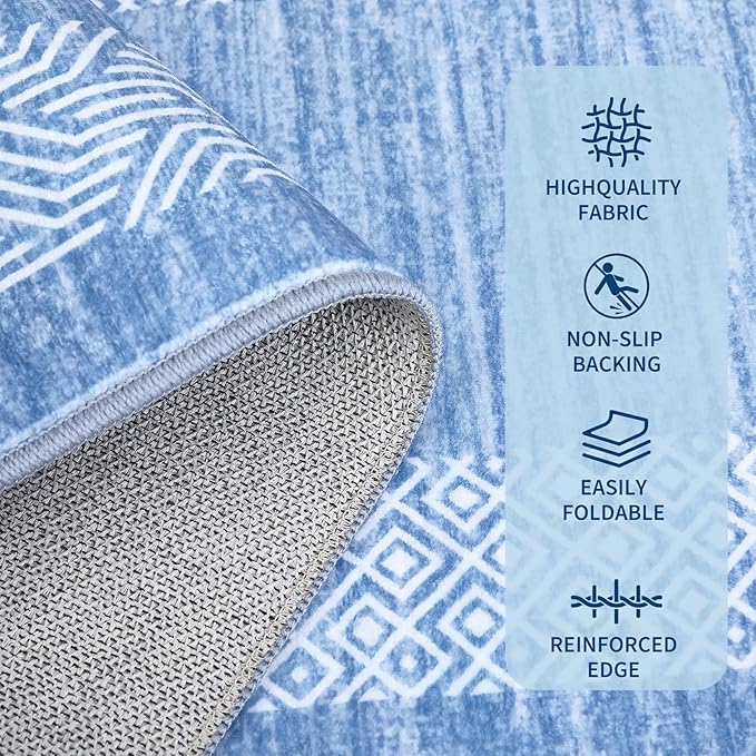 Washable 2.5x10 Kitchen Runner Rug, Easy Clean Geometri Rugs - Image 4