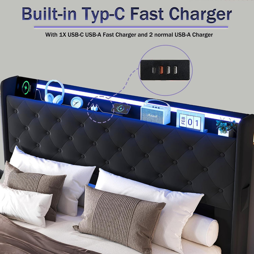 Ailisite Lift Up Storage Bed Full, Bed Frame Full Size with Charging Station ...