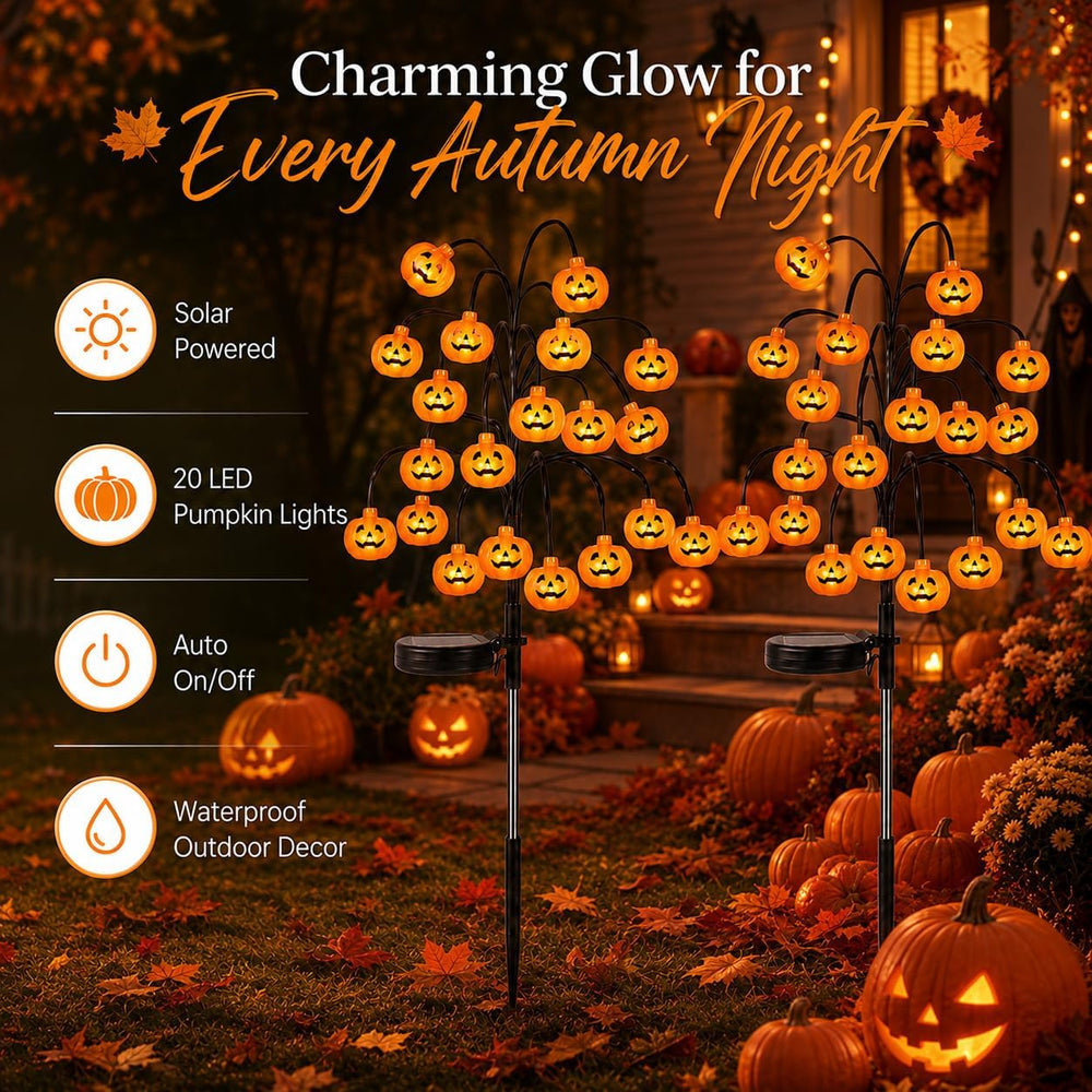 Halloween Pumpkin Lanterns, Solar Lights, Outdoor Pumpkin Tree Stake Lights
