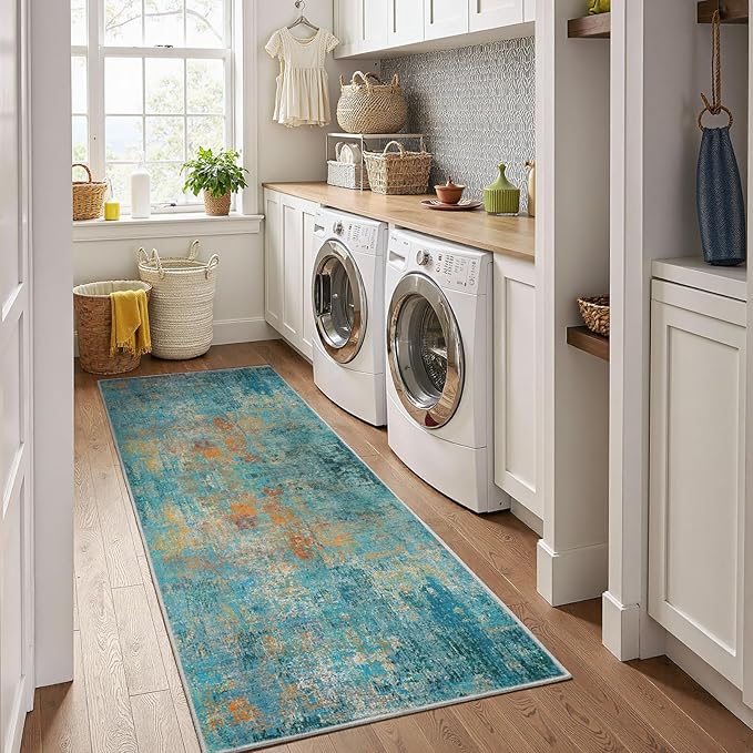 Washable Area Rugs 2'x8' Non-Slip Modern Abstract Soft - Image 3
