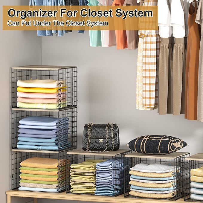 4PCS Wider Closet Organizers and Storage, Stackable Closet Shelf Organizer - Image 8