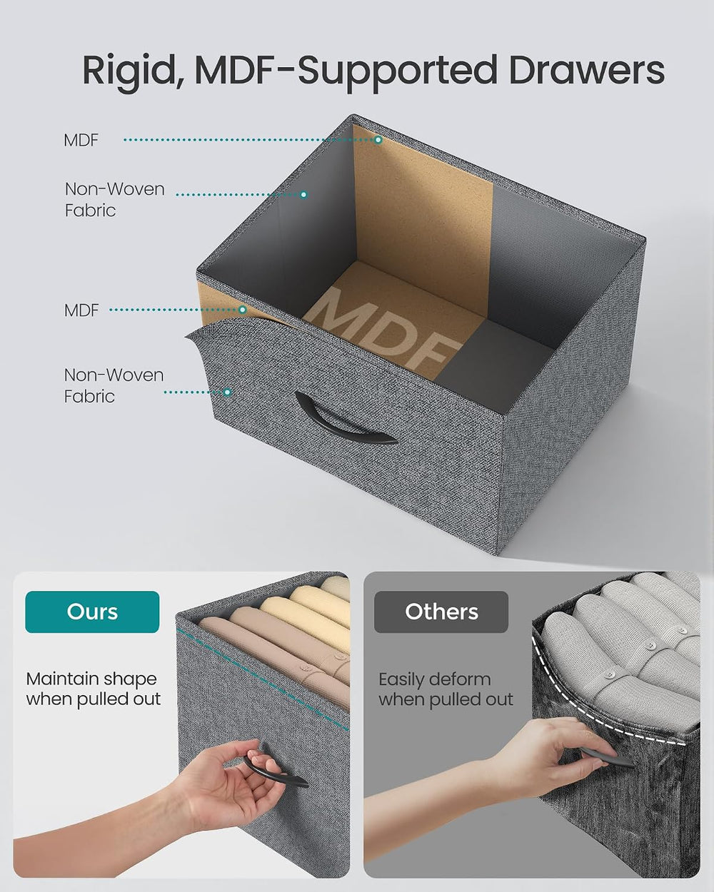 SONGMICS Dresser for Bedroom, Tall Dresser with 8 Fabric Drawers
